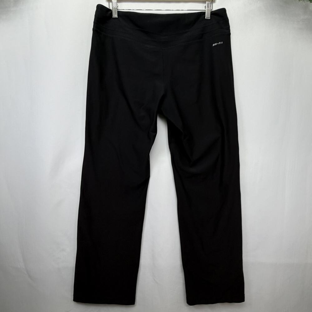 NIKE DRI-FIT Size L Womens Black Stretch Waist Pull On Cropped Track Pants